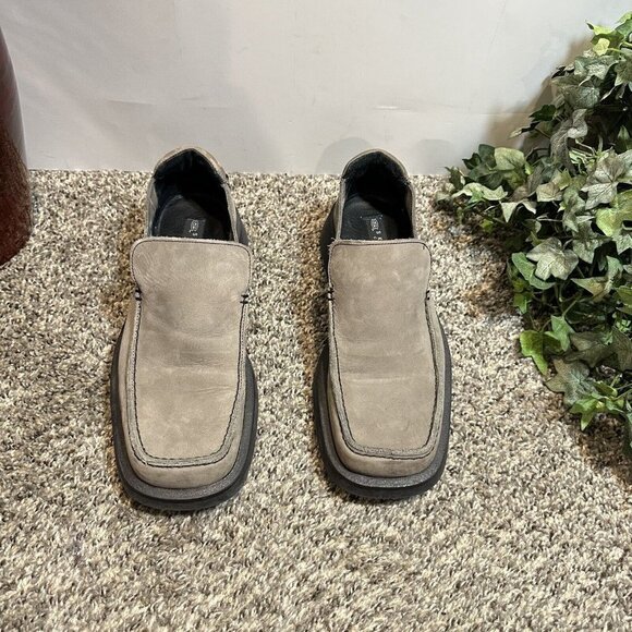 Vintage Skechers Chunky Loafers Men's Size 8.5 Slip On Gray Leather Square Toe - Picture 2 of 7